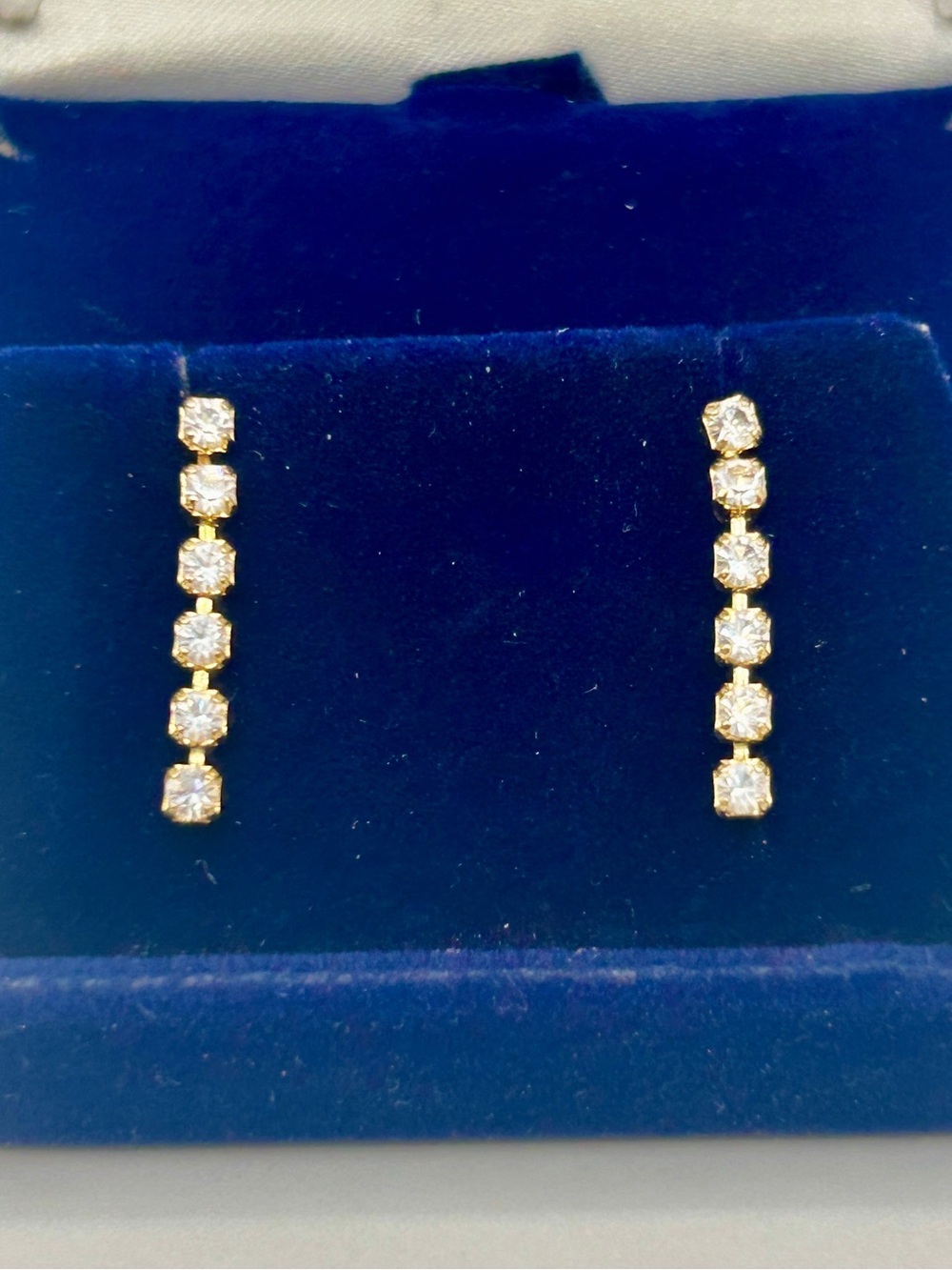 VTG Gold Drop Cubic Zirconia Diamond Earrings Dangle Style​ - Picture 13 of 13